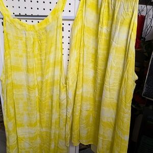 Lane Bryant Yellow Tie-Dye Long Tank